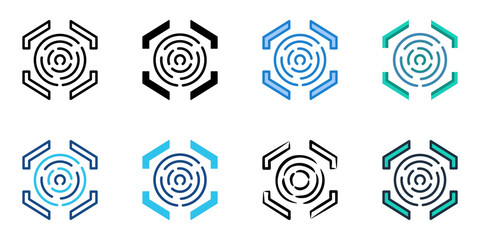 Biometric Scanner icon set multiple style collection 
