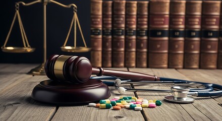 Legal and Healthcare Convergence Depicting Medical Malpractice with Gavel Scales and Stethoscope