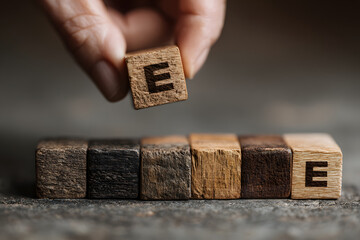Concepts of gender equality. Hand flip wooden cube wth symbol unequal change t equal sign