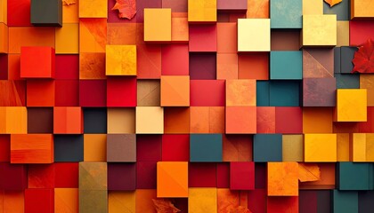 Autumn Inspired Geometric Cube Pattern
