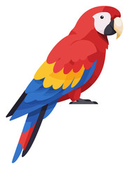Fototapeta premium Illustration of a vibrant scarlet macaw parrot, showcasing its colorful plumage with red, yellow, and blue feathers.