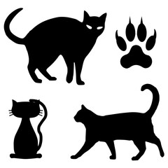 Set of cats silhouette icon