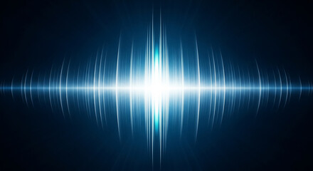 Bright blue soundwave expanding on dark background