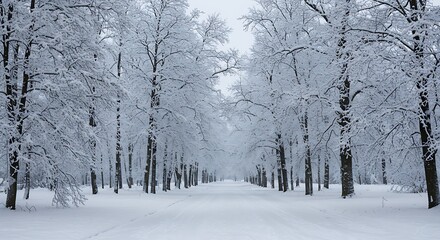 Obraz premium Snow-Covered Trees in a Winter Landscape.