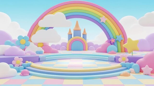 Colorful Rainbow and Dreamy Cloudscape