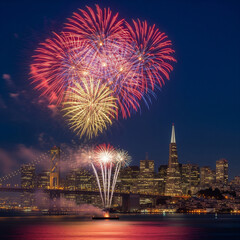 Naklejka premium fireworks over San Francisco 