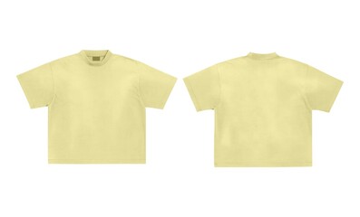 Light Yellow color t shirt boxy mock up