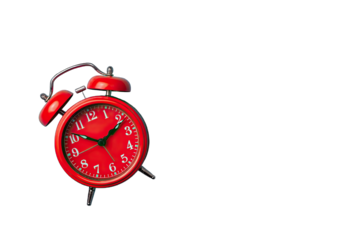 Red alarm clock on black background (2)