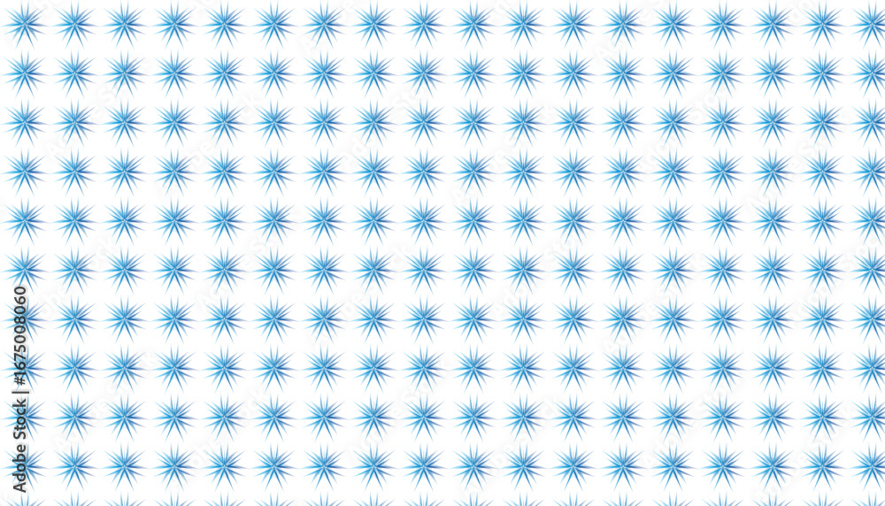 Aufkleber geometric pattern featuring repeating blue starburst shapes displaying symmetry against white backgr
