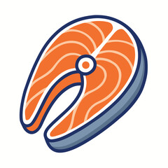 Fresh salmon steak slice, fish steak, salmon fillet,  grilled salmon, raw salmon, fresh fish Vector Illustration