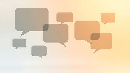 Modern feedback concept with floating speech bubble shapes on a soft gradient background.