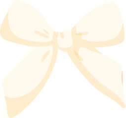 Cute Cream Bow Clipart, Pastel Ribbon PNG, Coquette Bow Illustration, Kawaii Girly Aesthetic, Decorative Ribbon Element