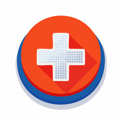 Obraz premium Red Circle Button With White Plus Sign