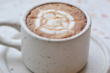 hot cofffee, cappuccino coffee or latte coffee or flat white or latte art