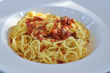 pasta carbonara ,spaghetti or spaghetti carbonara
