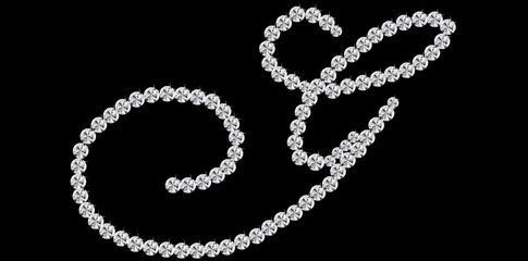 Silver Diamonds Alphabet Letter G Luxury Text Design Vector Illustration.	