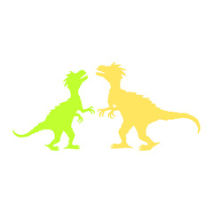 2 Velociraptor Raptor Dinosaur Silhouette Feathers Bird Dino Dangerous Team Friends