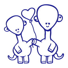 2 Dino Love Heart Balloon Happy Couple Man Woman