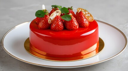 Strawberry Mousse Cake Recipe: Elegant No-Bake Dessert with Mirror Glaze and Fresh Berries