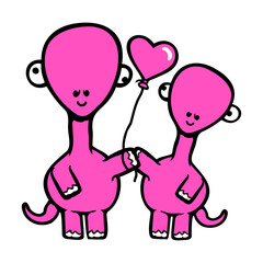 2 Dino Love Heart Balloon Happy Couple Man Woman