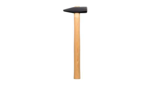 Isolated black metal hammer with wooden handle against a simple dark background presents construction tools. - Powered by Adobe