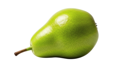 Isolated vibrant green pear contrasting sharply against a sleek black background creating visual interest