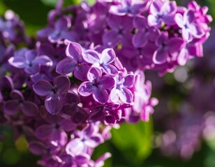 Close-up of vibrant purple lilac blossoms