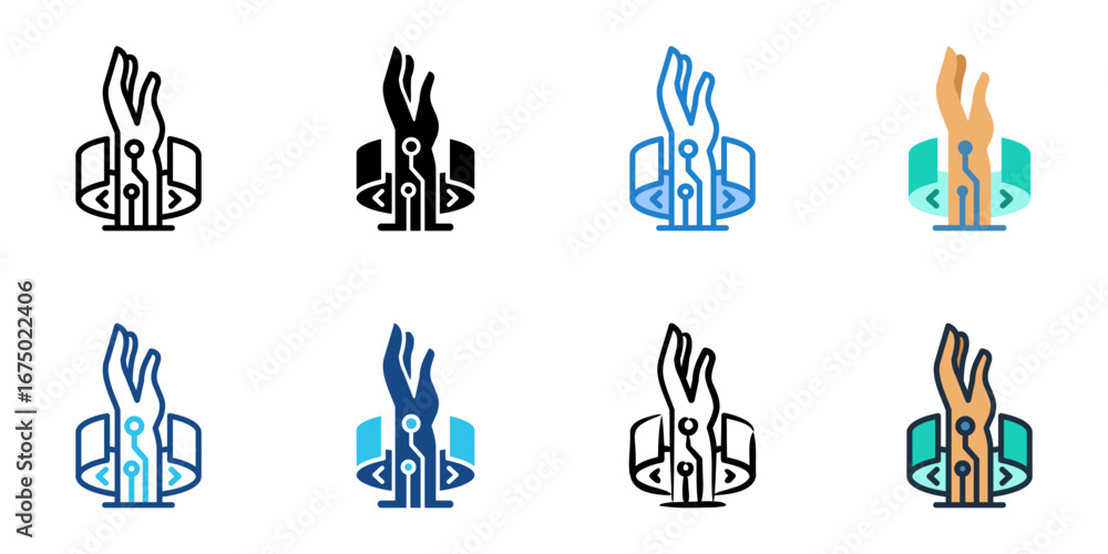 Poster wearable tech icon set multiple style collection