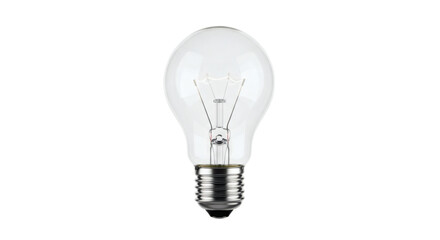 Single clear lightbulb illuminating black background