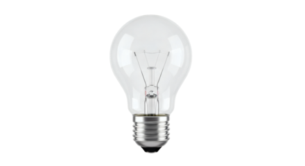 Isolated clear lightbulb casts a bright perspective against the darkness creating a visual interest