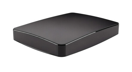 Fototapeta premium Sleek black storage device on black background for minimalistic and modern design concepts