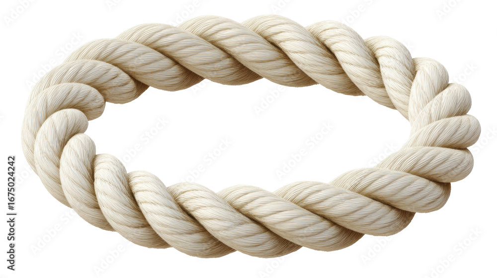 Poster isolated transparent background natural fiber rope loop circle with soft texture and gentle
