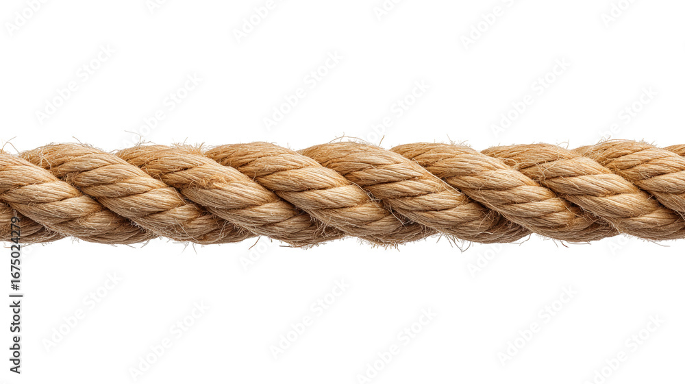Poster isolated transparent background natural rope segment with frayed fiber texture conveying rustic