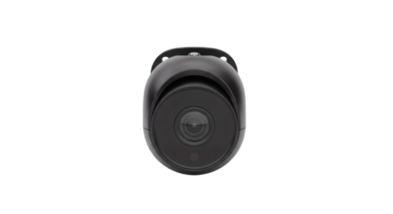 Sleek black security camera, vigilantly protecting properties, ensuring safety and providing peace of mind against potential threats.