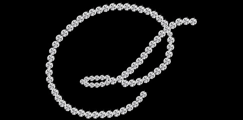 Silver Diamonds Alphabet Letter D Luxury Text Design Vector Illustration.	