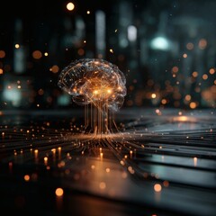 AI brain, machine learning, digital intelligence, neural network, smart innovation, glowing brain, futuristic AI, data streams, cyber background, artificial intelligence, data science, 16:9 
