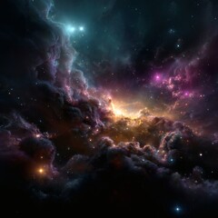 Obraz premium nebula galaxy, cosmic stars, abstract background, glowing space, fantasy cosmos, dreamlike design, star cluster, deep space, colorful nebula, astronomy, cosmic energy, celestial background, 