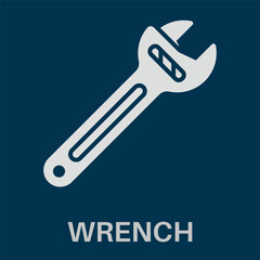 Wrench Simple White Silhouette Glyphs Style Design Icon