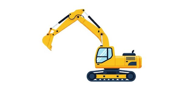 Animated yellow excavator or digger. Perfect for construction projects, industry themes, or adding equipment visuals. Great for building concepts and construction.