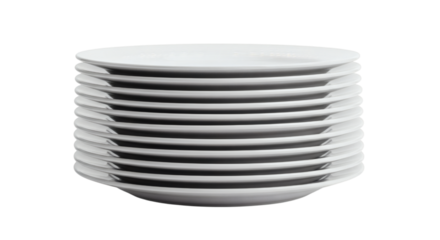 Stacked White Plates on Black Backdrop, Kitchenware