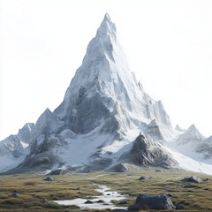 Snowy mountains on a white background