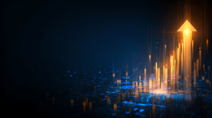 Digital graphs with rising orange lights, indicating a boost in financial metrics