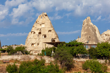 Majestic landscape of Cappadocia’s fairy chimneys, the region’s stunning geological wonders,...
