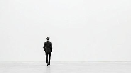 Obraz premium create photorealistic image essence of ultraminimalism with silhouette of person standing out against contrasting