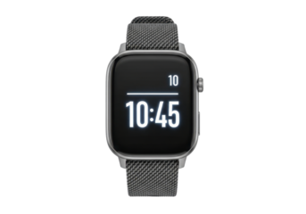 Smartwatch with Digital Display Showing Time on a Transparent Background
