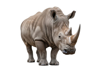 Fototapeta premium Realistic Rhinoceros Standing in a Natural Setting with Earthy Tones and Detailed Textures