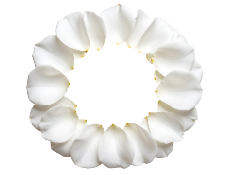White Petal Ring Arrangement with Center Space, Flat Lay Composition, transparent