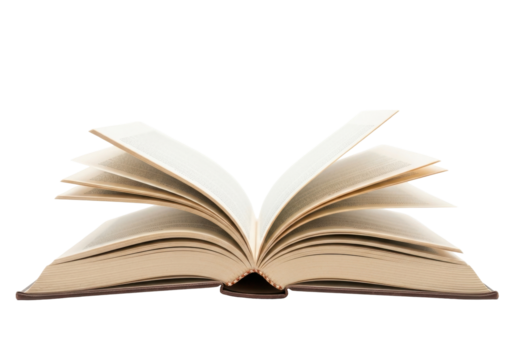 Open Book with Flipping Pages on a Transparent Background