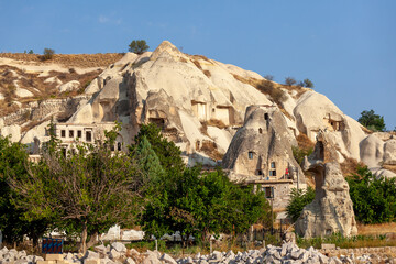 Majestic landscape of Cappadocia’s fairy chimneys, the region’s stunning geological wonders,...