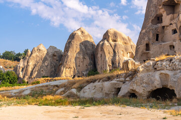 Majestic landscape of Cappadocia’s fairy chimneys, the region’s stunning geological wonders,...